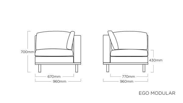 KETTLER EGO MODULAR Sofa-Lounge-Set 4-teilig, 2,6x1,9m, Sunbrella®, anthrazit/ sooty