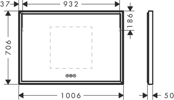 Hansgrohe Xarita E Spiegel mit LED-Beleuchtung 100x70cm, hinterleuchtet, Berührungssensor, weiß matt