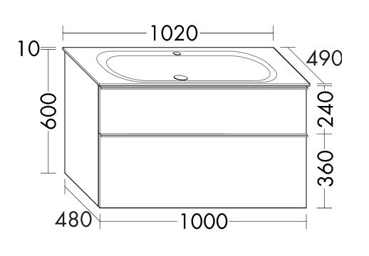 Burgbad Fiumo Waschtisch mit Waschtischunterschrank, 102cm SFXL102F3956C0001G0223