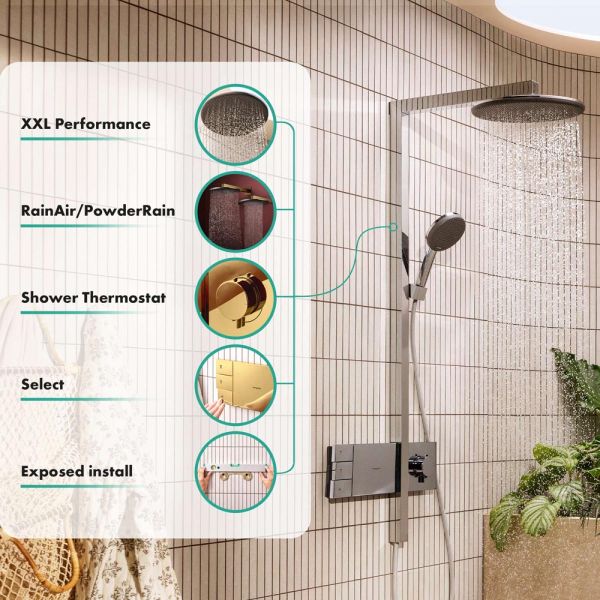 hansgrohe Raindance Alive S Duschsystem 300 2 Strahlarten, ShowerSelect Comfort, polished gold optic