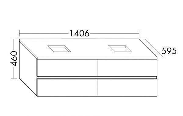 Burgbad Cube Waschtischunterschrank passend zu Grohe Cube Aufsatzschalen, mit 4 Auszügen, 140,6cm WWXZ141F3781