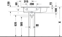 Vorschau: Duravit ME by Starck Waschtisch 83x49cm, mit Überlauf, mit Wondergliss, weiß 23458300001