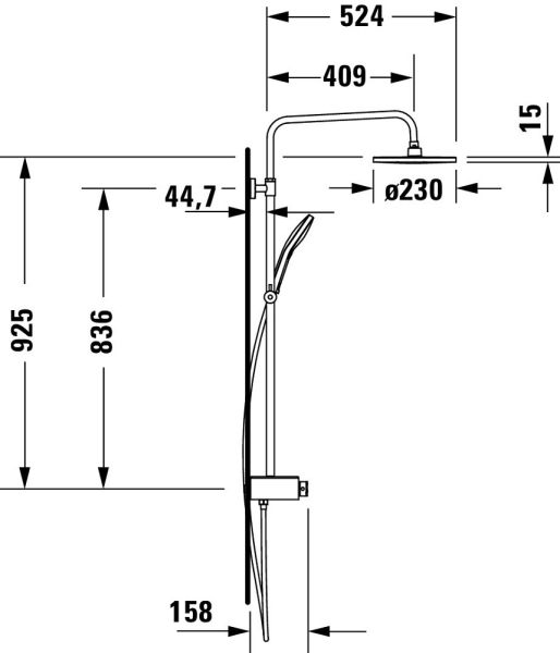 Duravit Shower System/Duschsystem MinusFlow mit Brausethermostat, chrom