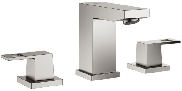 Grohe Eurocube 3-Loch-Waschtischbatterie mit Ablaufgarnitur, S-Size supersteel