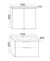 Vorschau: Burgbad Eqio Badmöbel-Set 93cm, Spiegelschrank, Keramik-Waschtisch und WT-Unterschrank