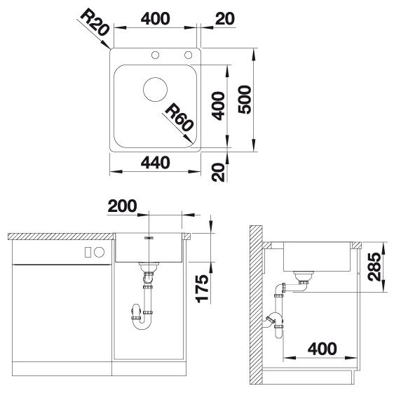 Blanco Supra 400-IF/A Edelstahlspüle mit Ablauffernbedienung, edelstahl bürstfinish