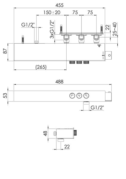 Steinberg Serie 390 Duscharmatur Aufputz, 3 Verbraucher