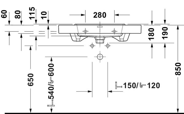 Duravit Balcoon Waschtisch 80cm, weiß