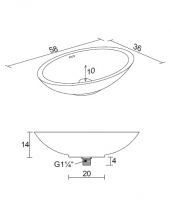 Vorschau: RIHO Solid Surface Avella Waschtisch oval 58x36cm, seidenmatt weiß