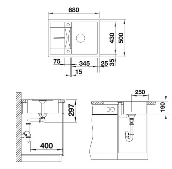 Blanco Metra 45 S Compact Granitspüle SILGRANIT® mit Ablauffernbedienung