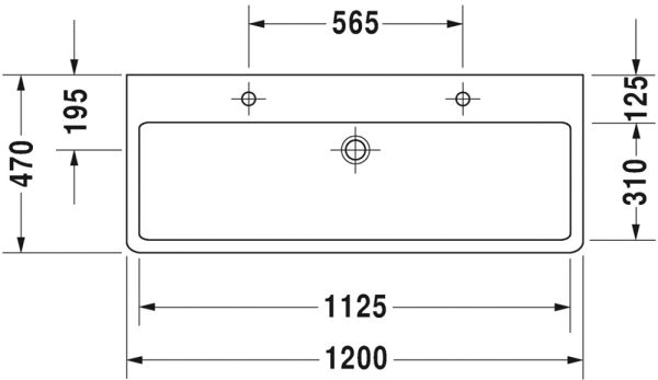 Duravit Vero Waschtisch rechteckig 120x47cm, 2 Hahnlöcher, mit Überlauf, WonderGliss, geschliffen, weiß 04541200261