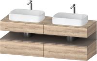 Duravit Qatego Unterschrank für 2 Aufsatzbecken 160x55cm in eiche marmoriert, mit offenem Fach in basalt matt QA4779