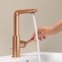 Vorschau: Grohe Lineare Badarmatur L-Size mit Zugstangen-Ablaufgarnitur, warm sunset gebürstet 23296DL1