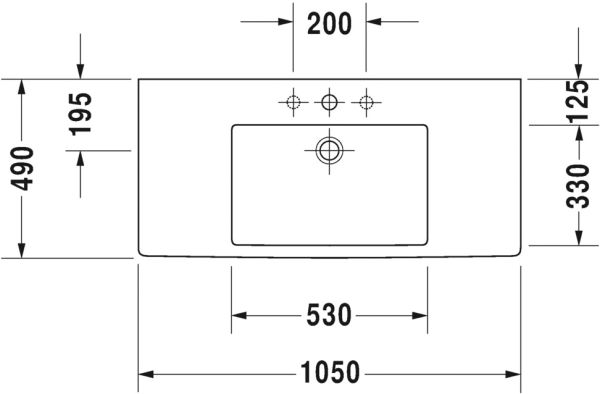 Duravit Vero Waschtisch rechteckig 105x49cm, mit 1 Hahnloch und Überlauf, WonderGliss, weiß 03291000001