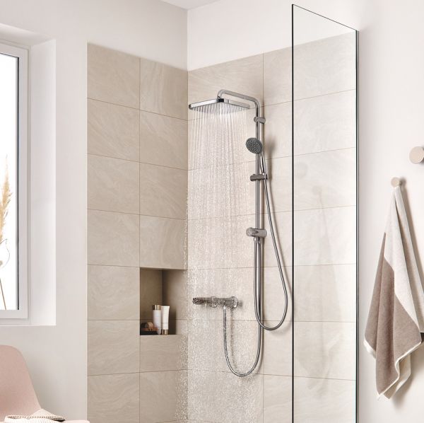 Grohe Vitalio Comfort 250 Kopfbrause Cube 9,5l ohne Brausearm, chrom