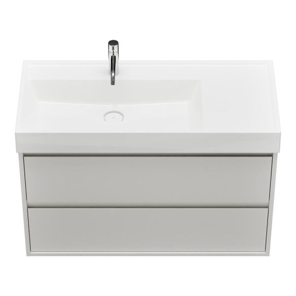 Burgbad Devio Mineralguss-Waschtisch 100cm mit Unterschrank, 2 Auszüge