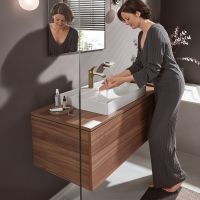 Vorschau: hansgrohe Vivenis Waschtischmischer 110 CoolStart, Zugstangen-Ablaufgarnitur, brushed bronze