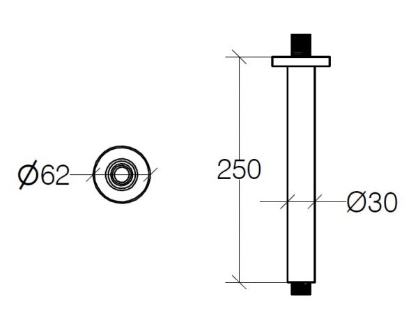 lineabeta SUPIONI Brausearm 25cm, Deckenmontage 1/2", chrom