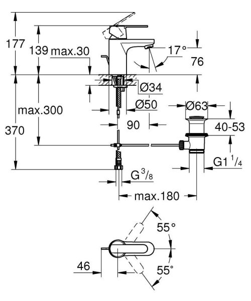 Grohe Get Einhand-Waschtischbatterie S-Size mit Ablaufgarnitur, chrom