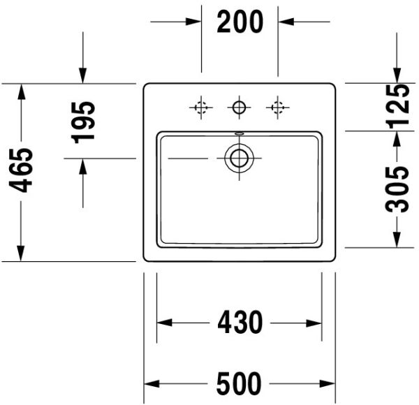 Duravit Vero Einbauwaschtisch rechteckig 50x46,5cm, mit 1 Hahnloch und Überlauf, weiß 0315500000