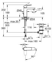 Vorschau: Grohe Cubeo Einhand-Waschtischbatterie M-Size Mittelstellung kalt, mit Ablaufgarnitur