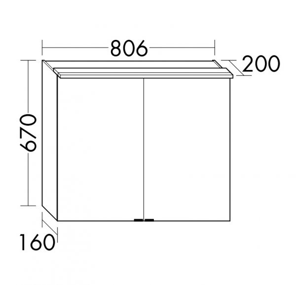 Burgbad Essence Spiegelschrank mit horizontaler LED-Beleuchtung und 2 Spiegeltüren, 80,6x67cm