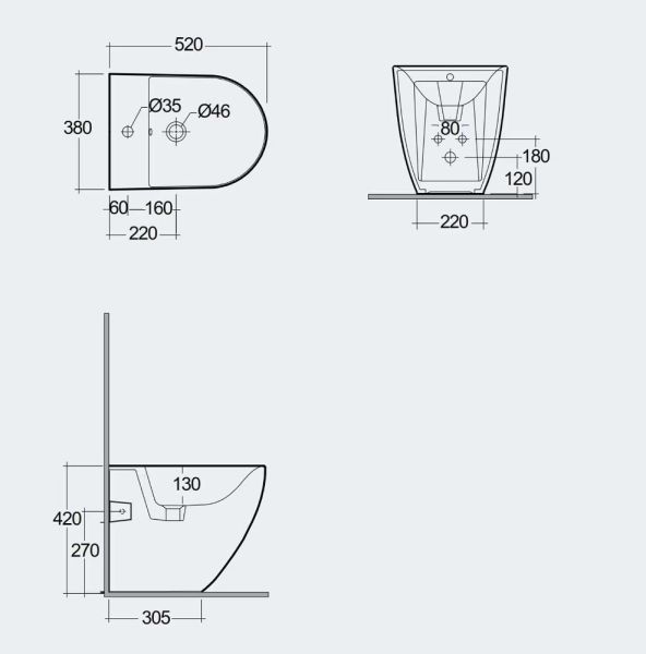 Kludi RESA D Stand-Bidet 52cm, weiß