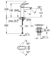 Vorschau: Grohe Eurosmart Waschtischbatterie M-Size mit Push-Open Ablaufgarnitur, wassersparend, chrom