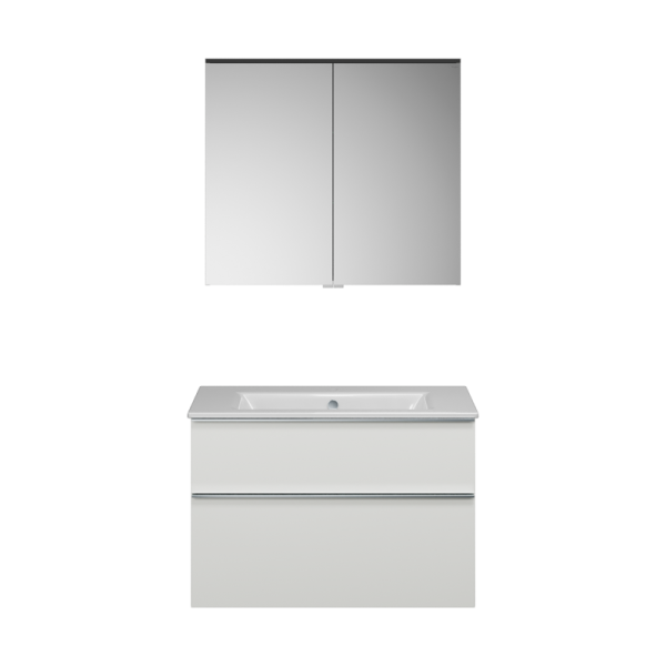 Burgbad Eqio Slim Badmöbel-Set 92cm, LED-Spiegelschrank, Waschtisch, Unterschrank, weiß glanz SHCP092F2009C0001G0251