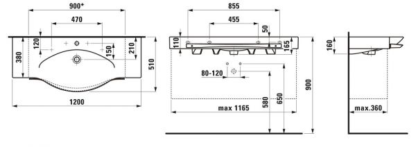 Laufen Palace Waschtisch unterbaufähig, 120x51cm, weiß_1