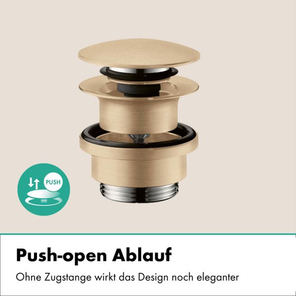 hansgrohe Finoris Waschtischarmatur 230, Push-Open Ablaufgarnitur, brushed bronze