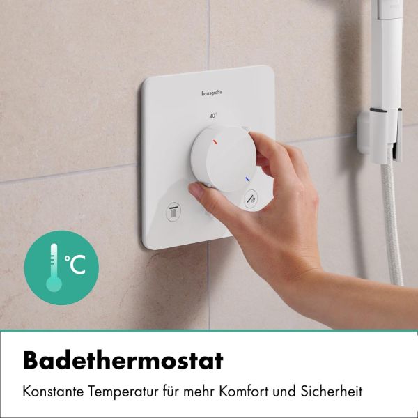 hansgrohe Ecostat Comfort Q Thermostat 2 Funktionen mit Sicherungskombination, weiß matt