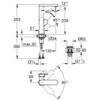 Vorschau: Grohe Plus Einhand-Waschtischbatterie, L-Size, Push-Open Ablaufgarnitur, chrom