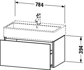 Duravit L-Cube Waschtischunterschrank wandhängend 78x46cm mit 1 Schublade für Vero Air 235080, techn. Zeichnung