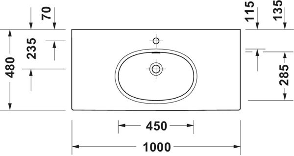 Duravit Balcoon Waschtisch 100cm mit Ablagefläche, weiß matt