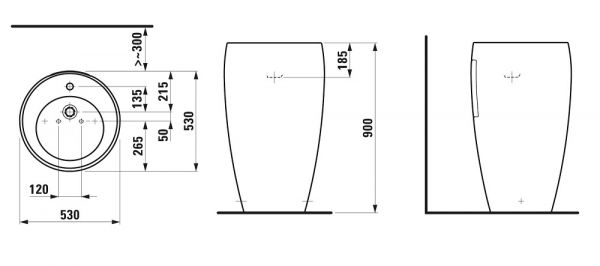 Laufen IL BAGNO ALESSI ONE Waschtisch, freistehend, weiß LCC H8119724001041_1