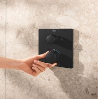 Vorschau: Grohe Precision Duschsystem eckig mit Thermostat, Vitalio Comfort Kopfbrause, schwarz matt