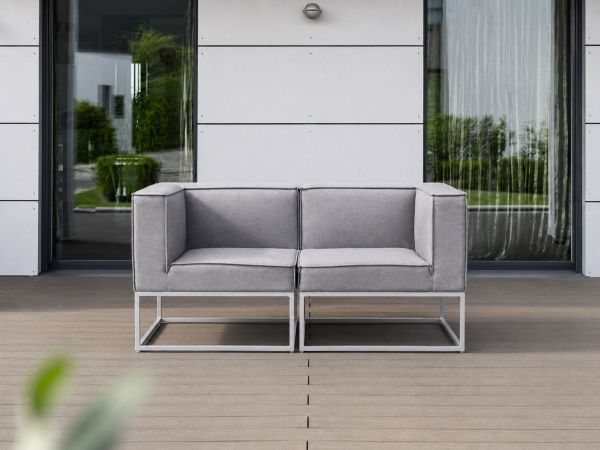 KETTLER MODENA MODULAR Outdoor Lounge-2er-Sofa 152cm Sunbrella®, silber/flanelle