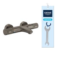 Vorschau: Grohe Precision Feel Thermostat-Wannenbatterie mit ProGrip Rändelstruktur, hard graphite gebürstet