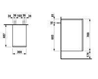 Vorschau: Kartell by Laufen Seitenelement mit 1 Tür, Scharnier links, Breite 30cm