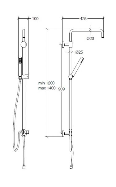 lineabeta LINEA DOCCIA Duschsystem ohne Kopfbrause, chrom