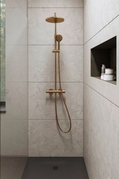 Duravit Shower System/Duschsystem MinusFlow mit Brausethermostat, bronze gebürstet