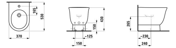 Laufen The New Classic Standbidet 83285.1, weiß, H8328510003021 techn. Zeichnung