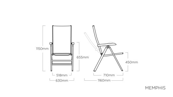 KETTLER EDGE | MEMPHIS Gartenmöbel-Set, Tisch 160x95cm mit 4x Multipositionssessel, anthrazit/teak