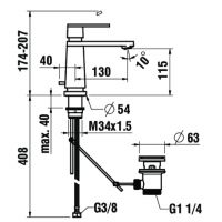 Vorschau: Laufen The New Classic Einhand-Waschtischmischer mit Ablaufventil, chrom H3118510041211_1