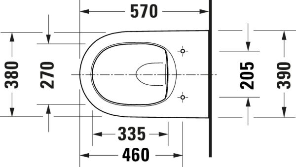 Duravit Qatego Wand-WC 57cm, Tiefspüler, spülrandlos, Abgang waagerecht, HygieneGlaze, weiß