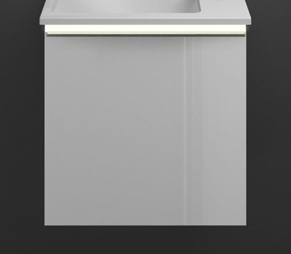 Burgbad Eqio Slim Gästebad Handwaschbecken 53cm, Unterschrank mit LED Beleuchtung & 1 Klappe