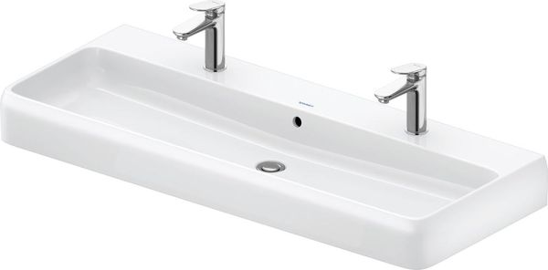 Duravit Qatego Aufsatz-Waschtisch 120x47cm mit 2 Hahnlöchern, geschliffen, weiß 2382120026