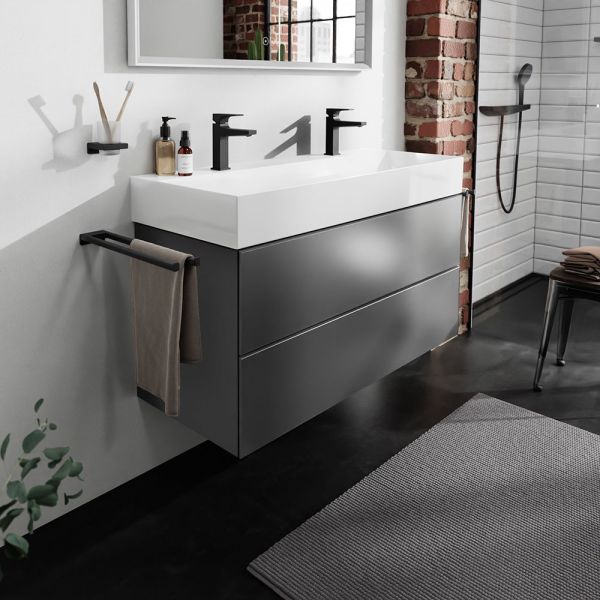 Hansgrohe Xevolos E Waschtischunterschrank 118x47,5cm für Waschtisch, 2 Schubkästen, schiefergrau matt schiefergrau metallic 54186770