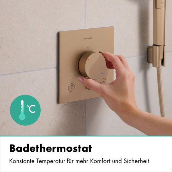 hansgrohe Ecostat Comfort E Thermostat 2 Funktionen, mit Sicherungskombination, brushed bronze